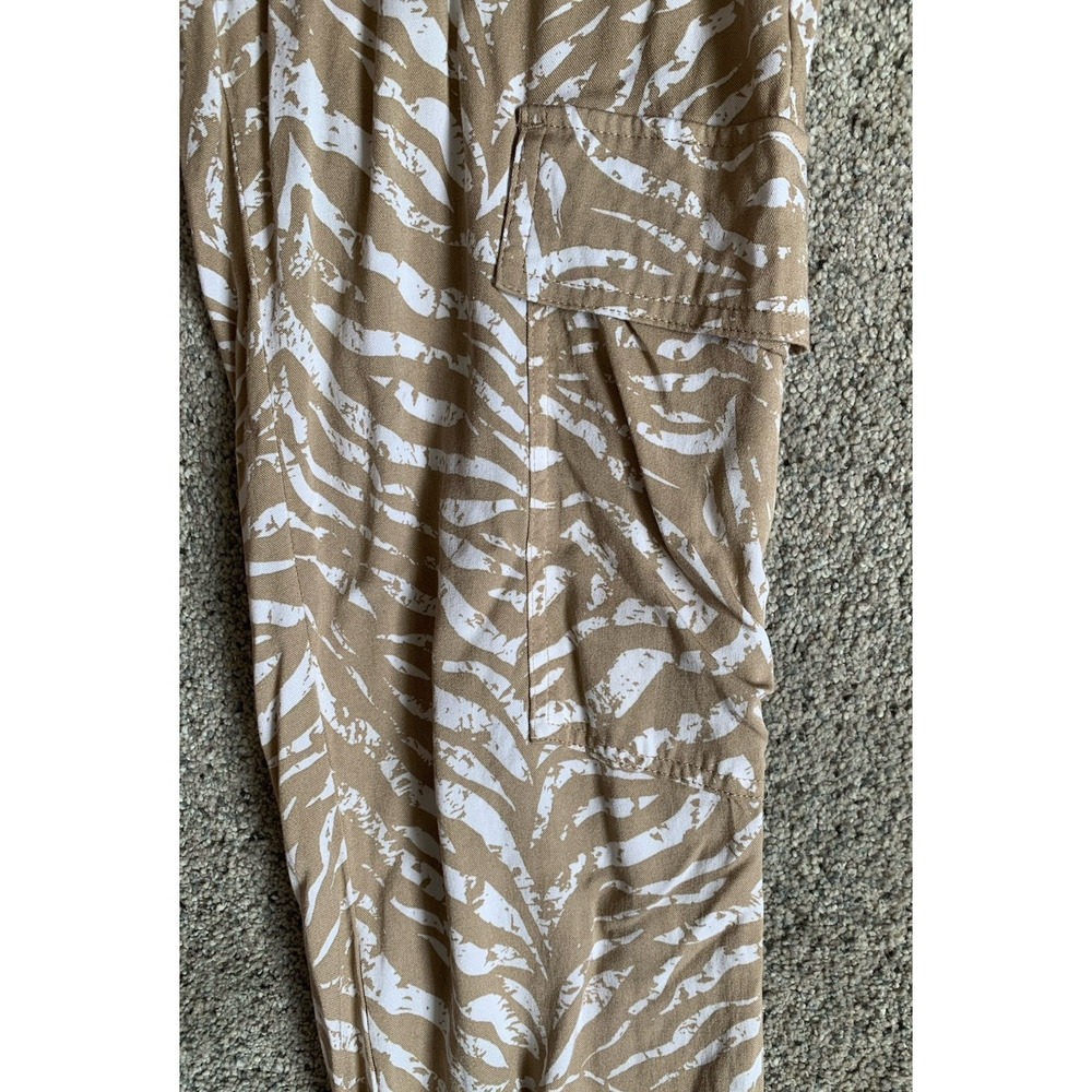 LIVERPOOL Jogger Latte White Tiger Patterned Pockets Drawstring XS Extra Small - Picture 4 of 9